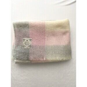 Donegal Design Mohair Wool Throw Blanket Woven Ireland Handwoven Pastel 53x49